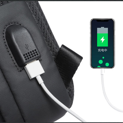 New Cool Fashion Leisure Travel Outdoor All-Match Multi-Compartment Technology USB Shoulder Bag Men's Chest Bag