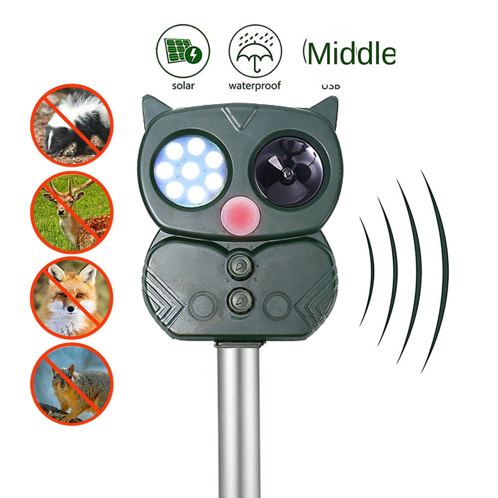 Waterproof Solar Animal Repeller with Infrared Sensor and Ultrasonic Technology for Mice, Cats, Dogs