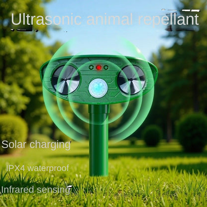 Waterproof Solar Animal Repeller with Infrared Sensor and Ultrasonic Technology for Mice, Cats, Dogs