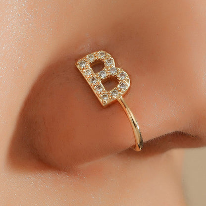 No Piercing Nose Pin Copper Inlaid Zircon Letter U Shape