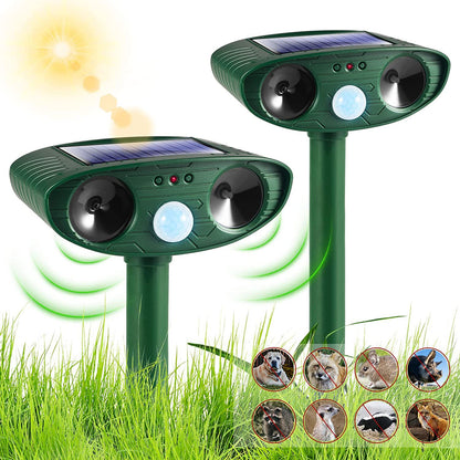 Waterproof Solar Animal Repeller with Infrared Sensor and Ultrasonic Technology for Mice, Cats, Dogs