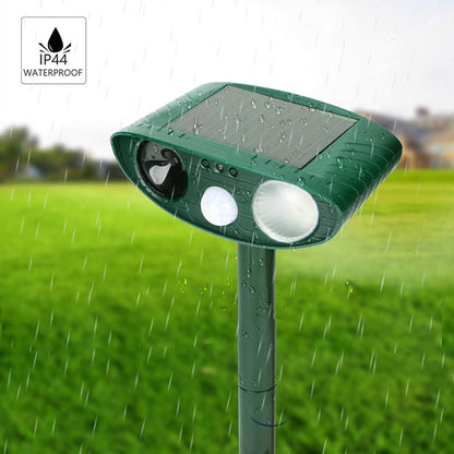 Waterproof Solar Animal Repeller with Infrared Sensor and Ultrasonic Technology for Mice, Cats, Dogs