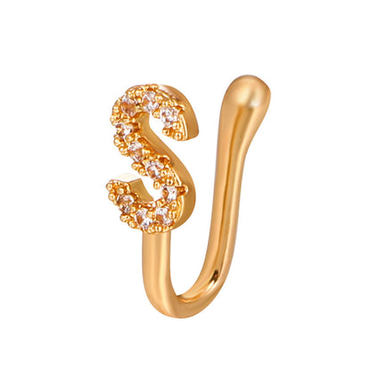 No Piercing Nose Pin Copper Inlaid Zircon Letter U Shape