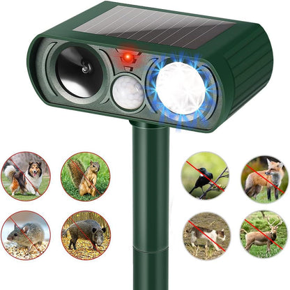 Waterproof Solar Animal Repeller with Infrared Sensor and Ultrasonic Technology for Mice, Cats, Dogs